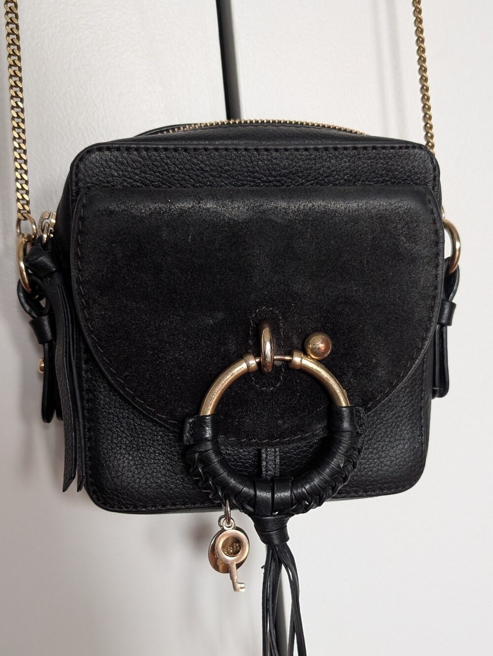 See By Chloé Joan Mini Camera Bag In Black Leather & Suede Crossbody or Shoulder - Picture 2 of 9